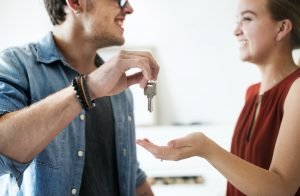 Wife receives a house key from husband